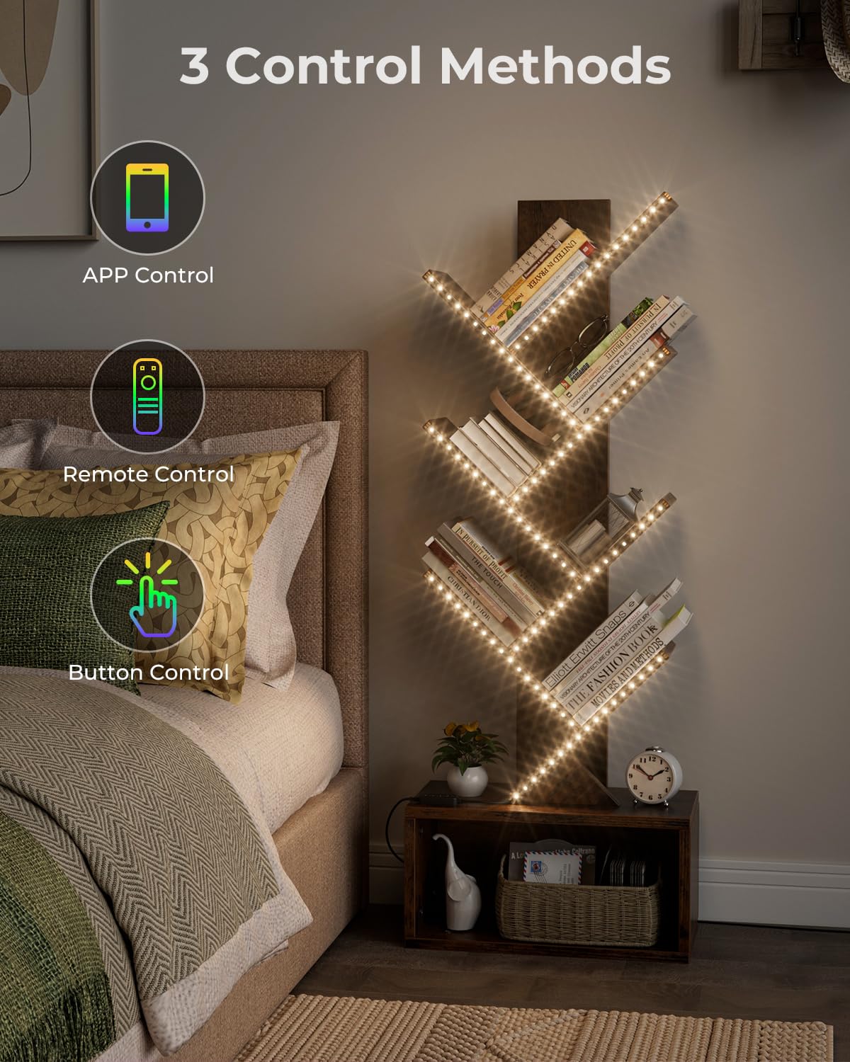 Evermagin 6-Tier Tree Bookshelf with LED Lights – Remote App Controlled Bookcase