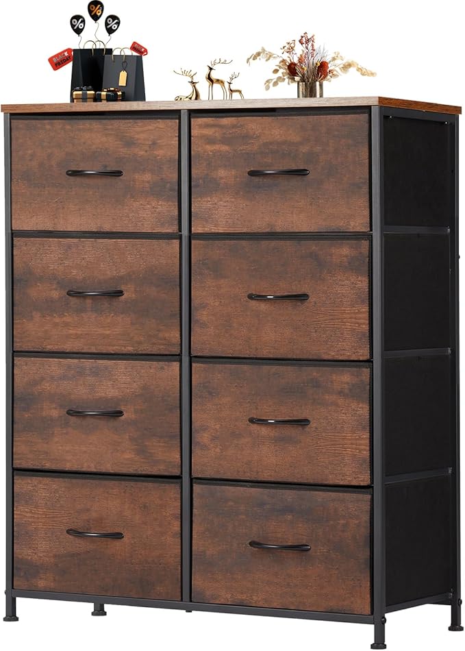 Dresser for Bedroom, 8 Storage Drawers, Tall Large Fabric Storage Tower Organizer