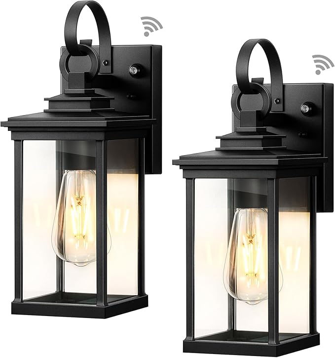 2 Pack Dusk to Dawn Outdoor Wall Sconce, Oil Rubbed Bronze Farmhouse Exterior Lighting