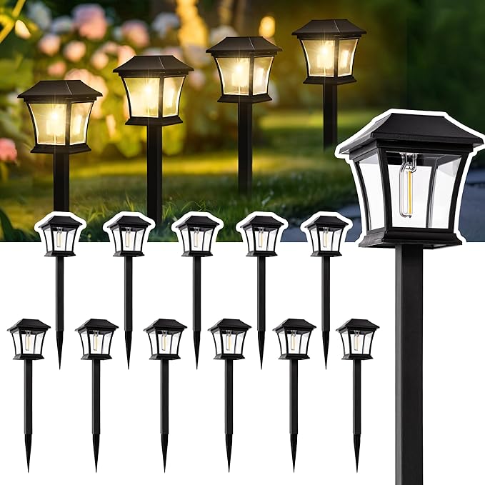 Solar Pathway Lights Outdoor 8 Pack - Waterproof LED Landscape Lighting for Garden, Walkway & Yard
