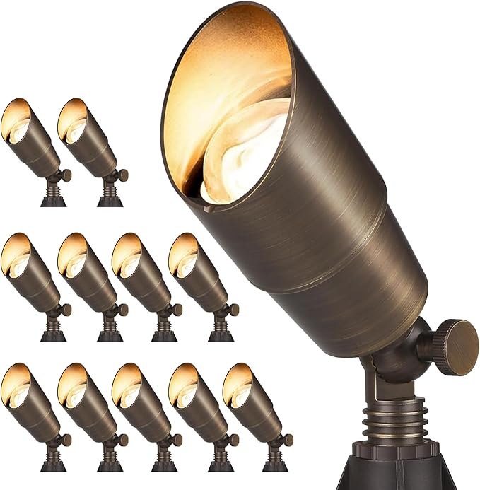 Solid Brass Outdoor Landscape Spotlights, 12V Heavy Duty Low Voltage LED Spot Light