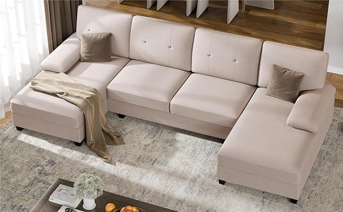 Walsunny 106" Convertible U-Shaped Sectional Sofa – 6 Colors