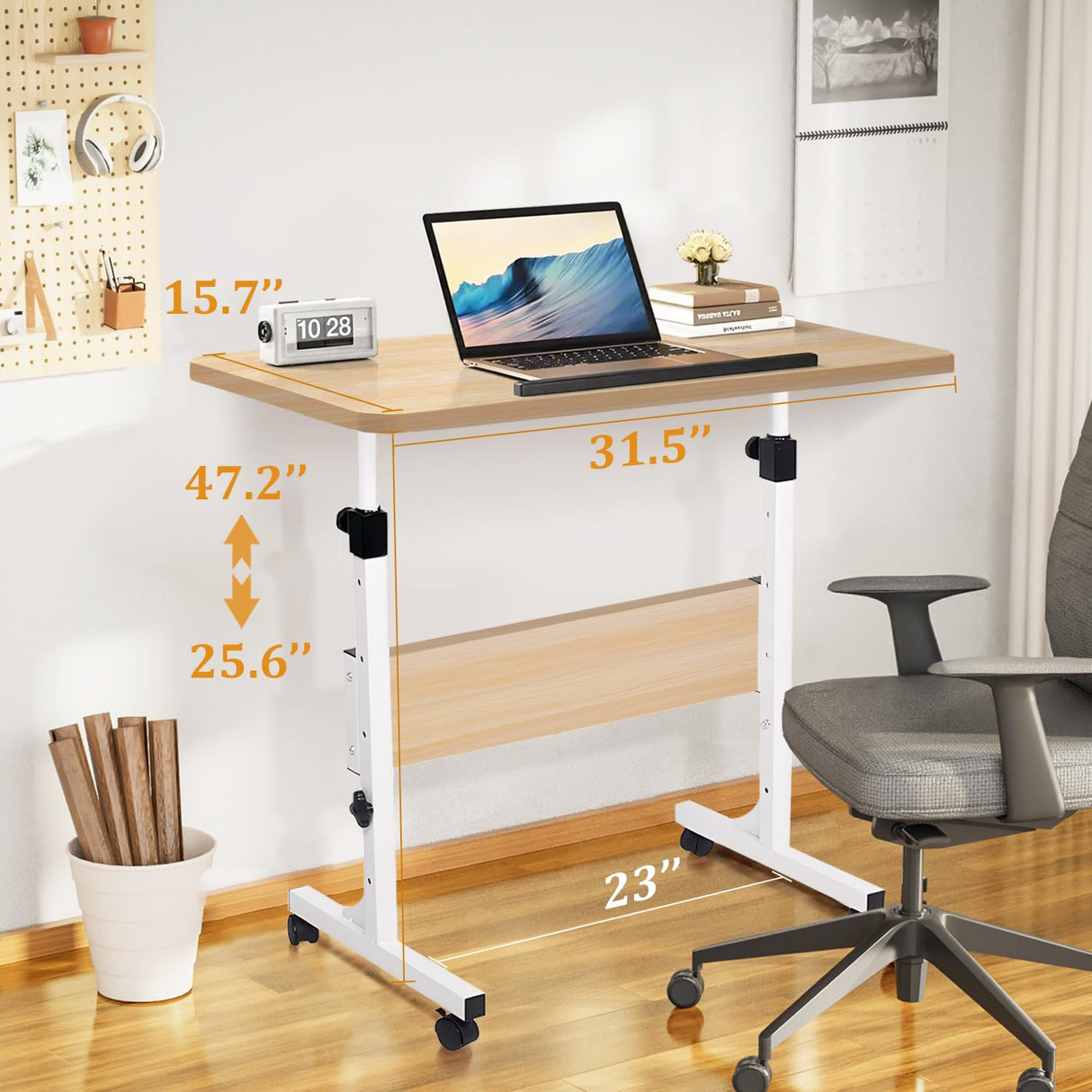 Small Standing Desk Adjustable Height Rolling Computer Desk Portable Laptop Desk