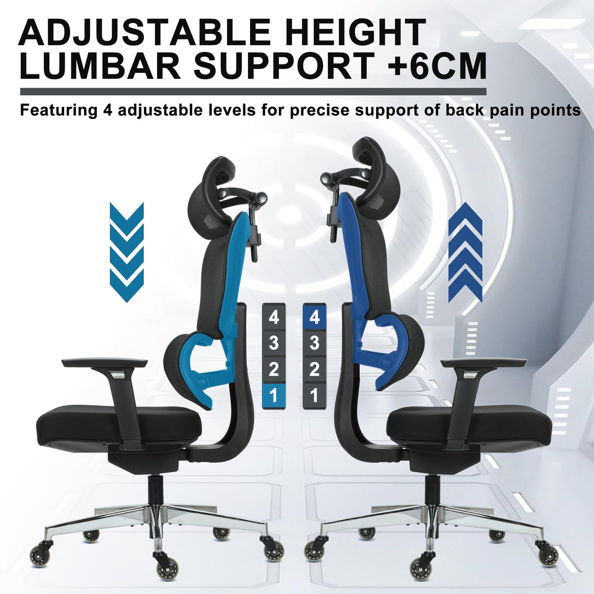 C19 Ergonomic Mesh Office Chair with Adjustable Height Lumbar Support,3D Armrest