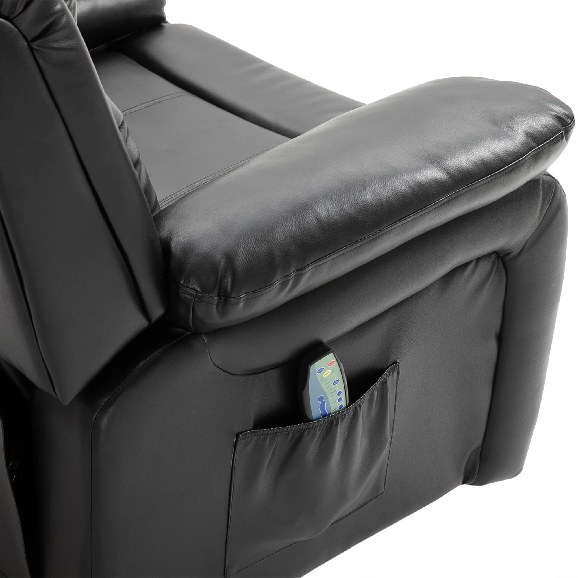 TheraLuxe 8-Point PU Leather Swivel Rocker Recliner with Remote & Massage