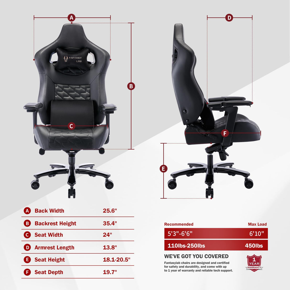 Big and Tall Gaming Chair Gaming Chair 450lbs with 6D Flip-up Armrests