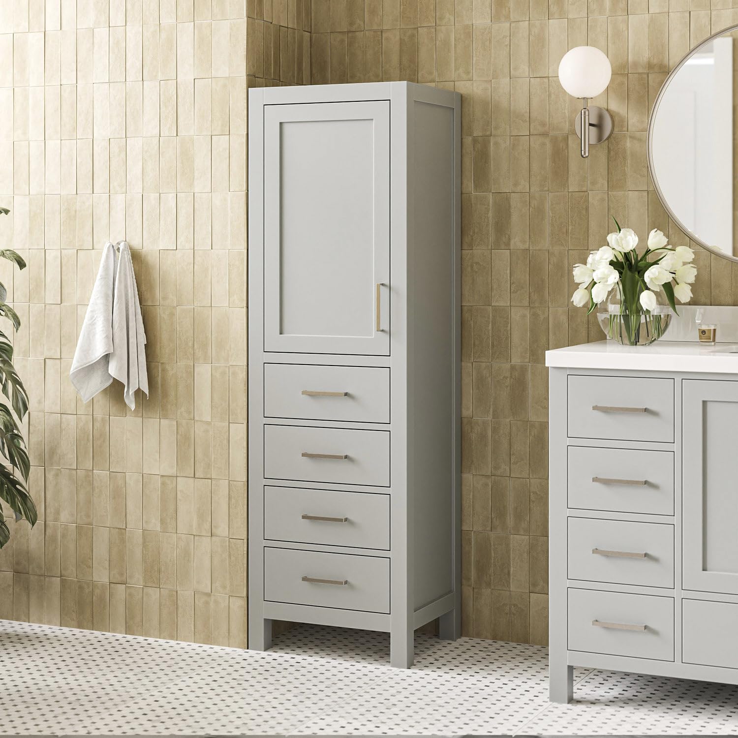 Cambridge Bathroom Storage Cabinet - Solid Hevea Wood and Fully Assembled for Long