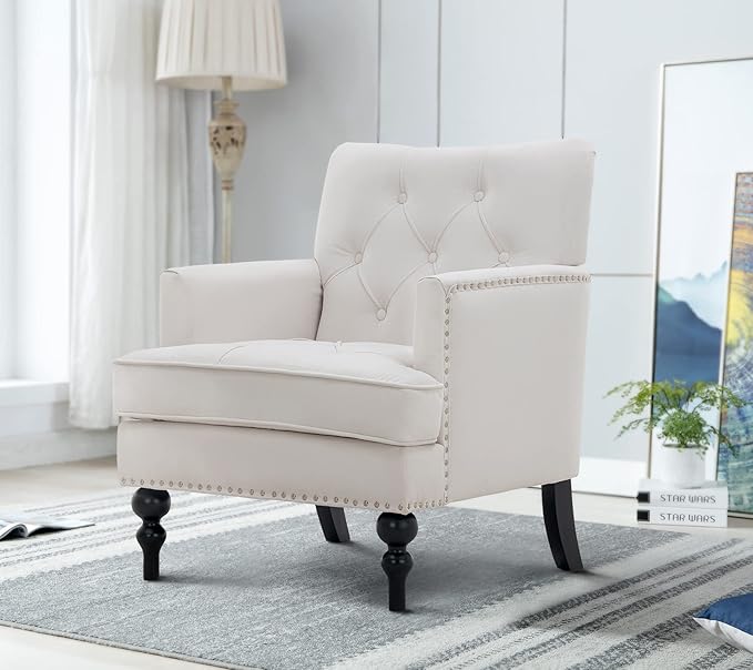 Earnest Button Tufted Mid-Century Modern Accent Arm Lounge Chair in Gray