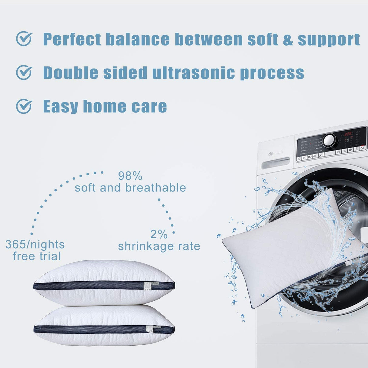 for Sleeping (2-Pack), Luxury Hotel Pillows Queen Size Set of 2,Bed Pillows for Side and Back Sleeper (Queen)