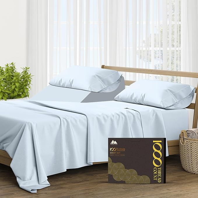 100% Pure Egyptian Cotton Sheets Queen Size - 1000 High Thread Count Sheets