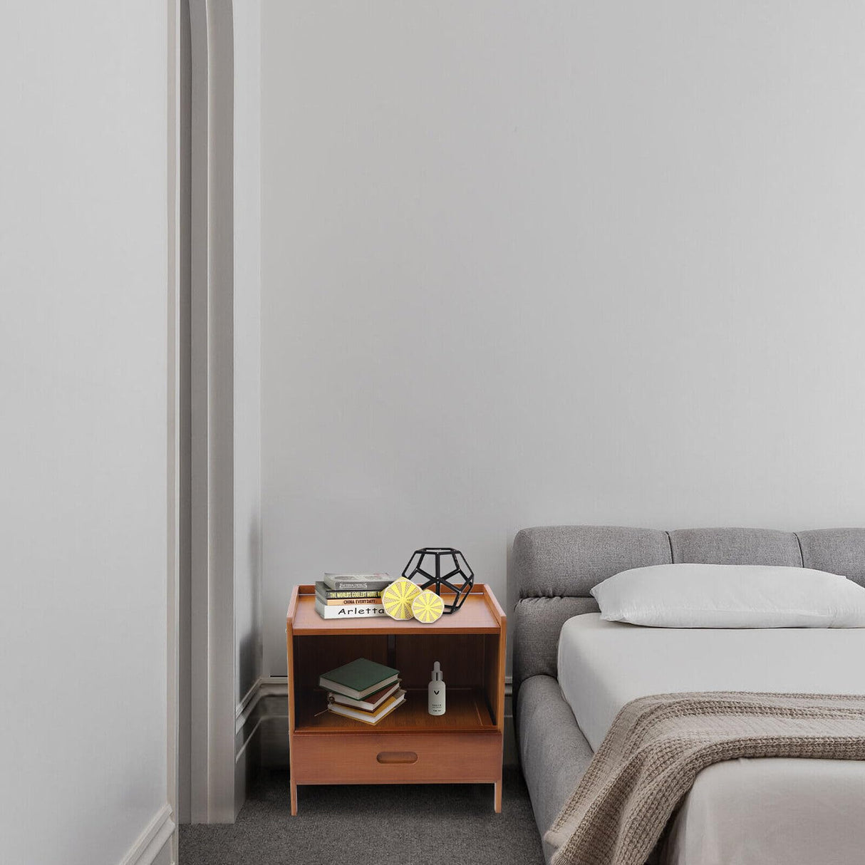 Open Shelf Modern Square End Side Table