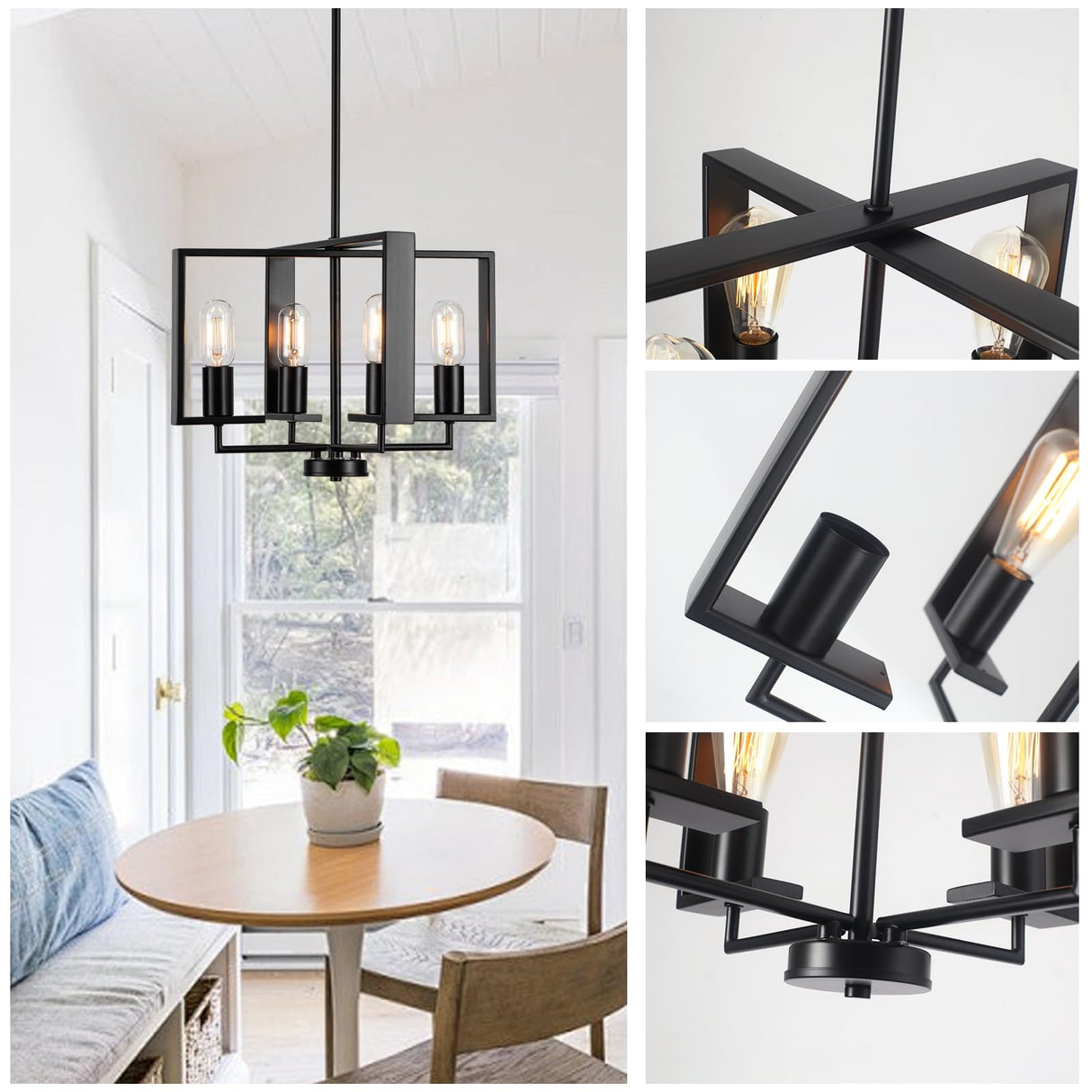 Modern Chandelier, 16.14'' Geometric Industrial Dining Room Chandelier