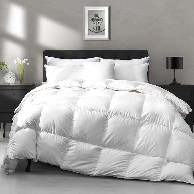 Lightweight Down Feather Fibers Comforter Oversized Queen Size - Cooling Bed