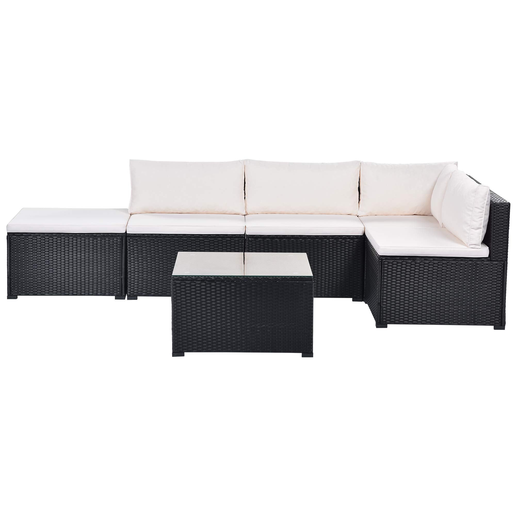 Outdoor Furniture Sofa Set PE Rattan Black Wicker, Patio Chaise Lounge Chair