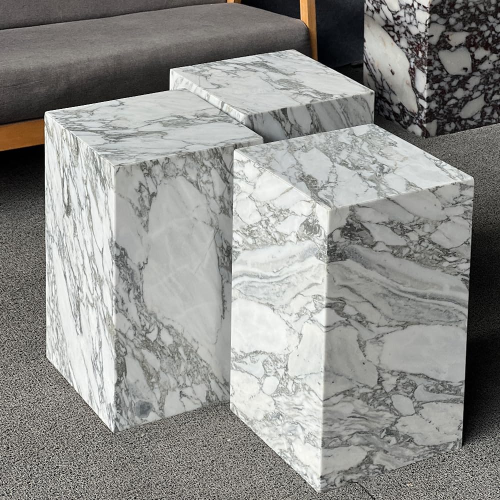 Marble Side Table,Square End Table for Modern Sofa and Bed, Living Room, Sofa