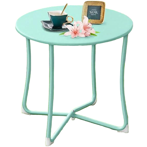 Small Side Table 18” x 18” Waterproof Round Metal Steel Weather Resistant Portable Outdoor