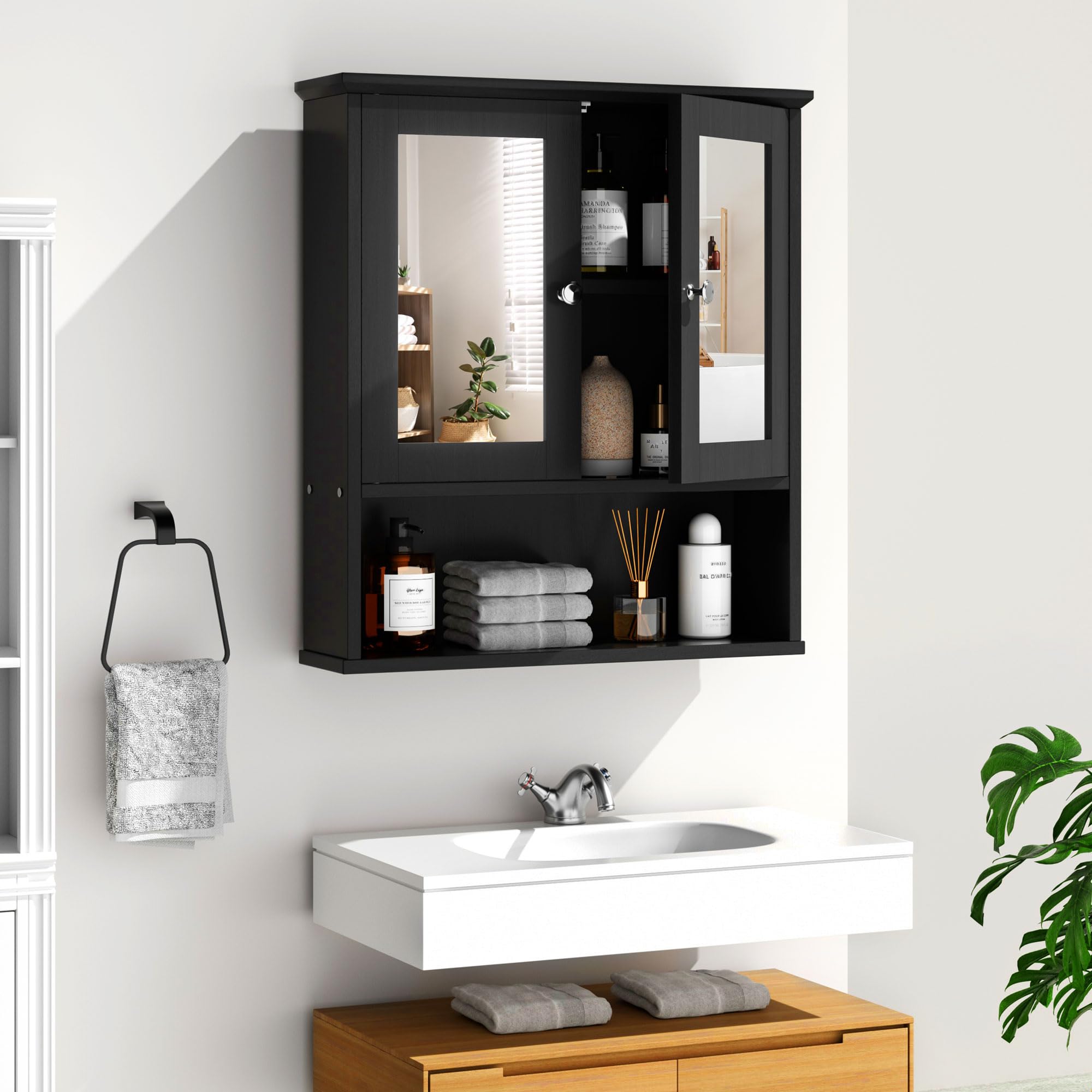 Medicine Cabinets with 1 Open Shelves for Bathroom Organizer or Laundry Room
