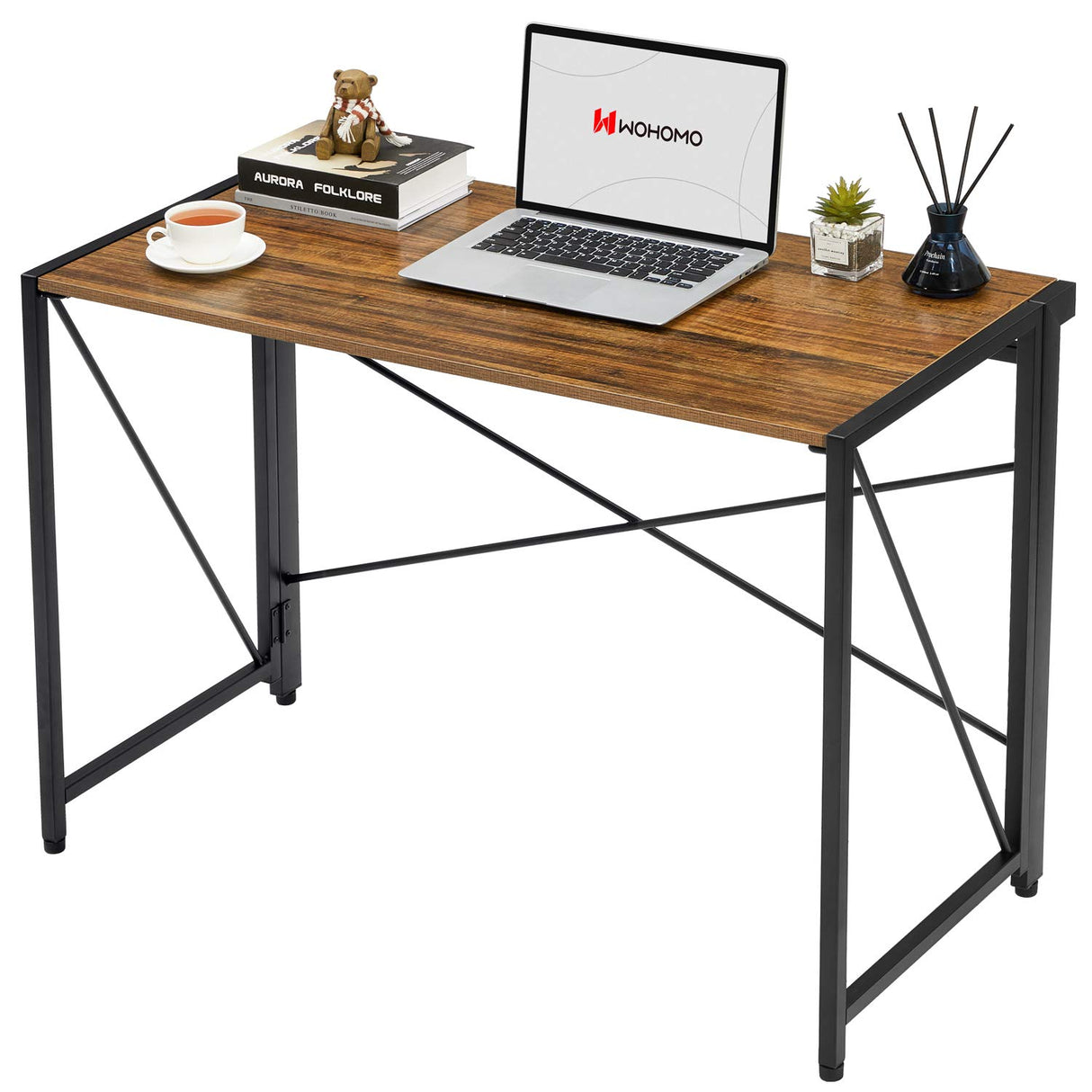 Folding Computer Desk No Assembly Small Desk 39” Study Writing Desk for Small