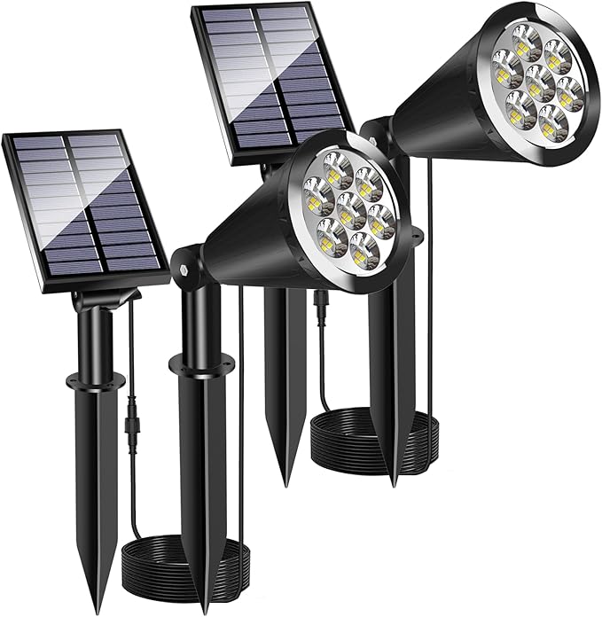 Solar Spot Light Outdoor, Waterproof Solar LED Landscape Lights Dusk to Dawn