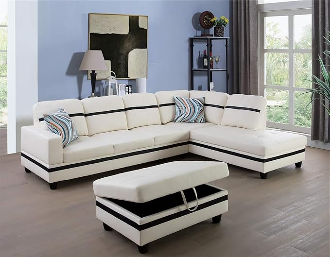 3 PCS Living Room Set, Sectional Sofa Set, L-Shape Couch in Home