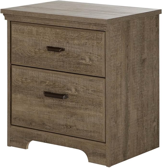 2-Drawer Nightstand, Rubbed Black