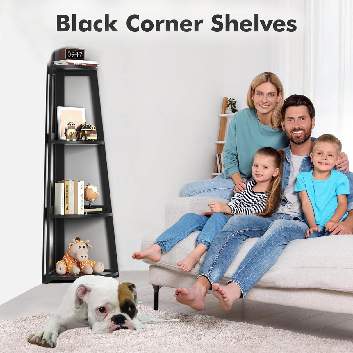 ModiCorner 4-Tier Black Corner Ladder Shelf
