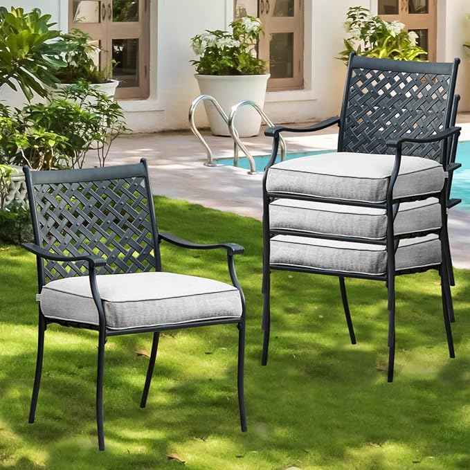 Patio Dining Chairs Stackable Outdoor Chairs Dining Furniture Set of 4