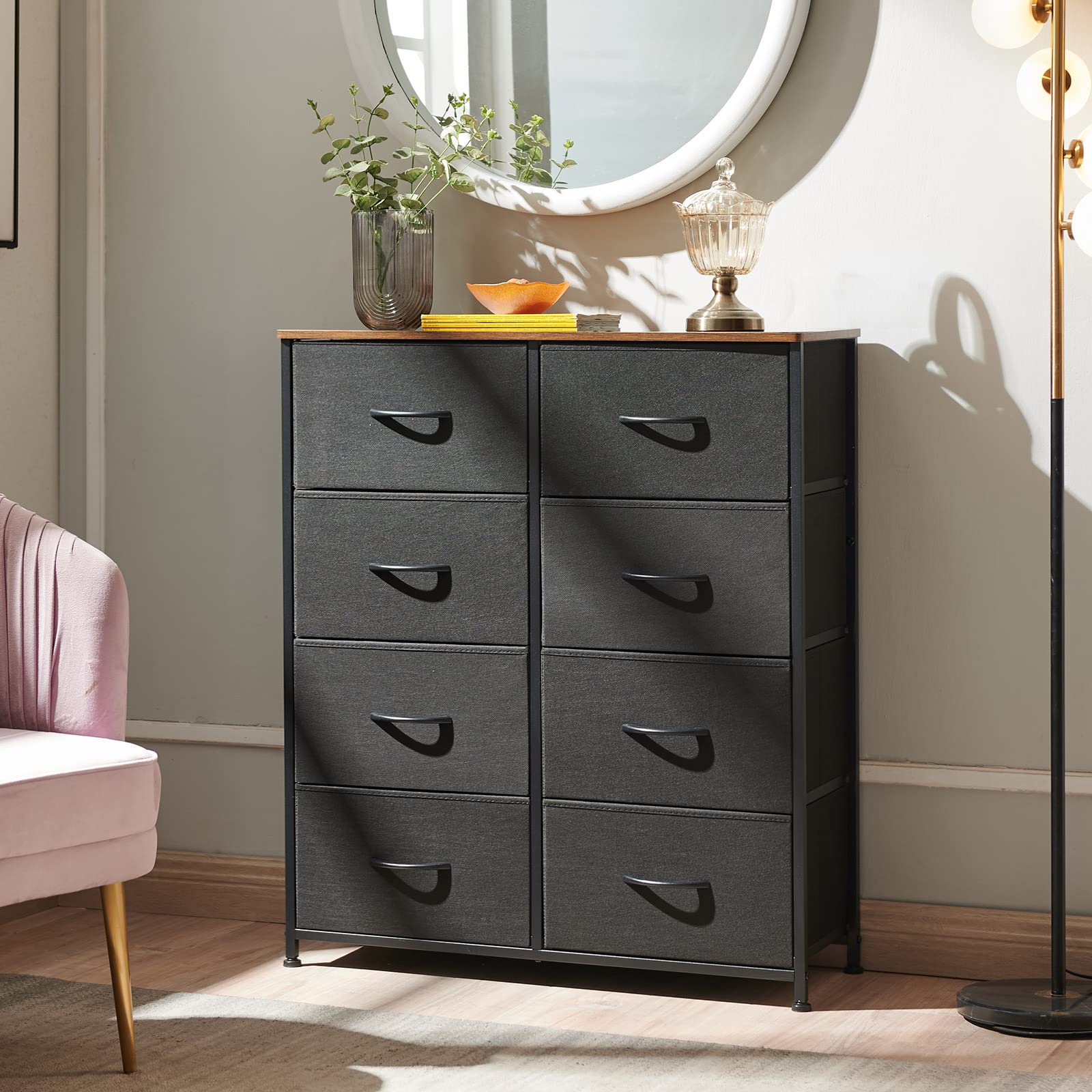 Dresser for Bedroom with 8 Drawers, 4-Tier Wide Storage Chest of Drawers