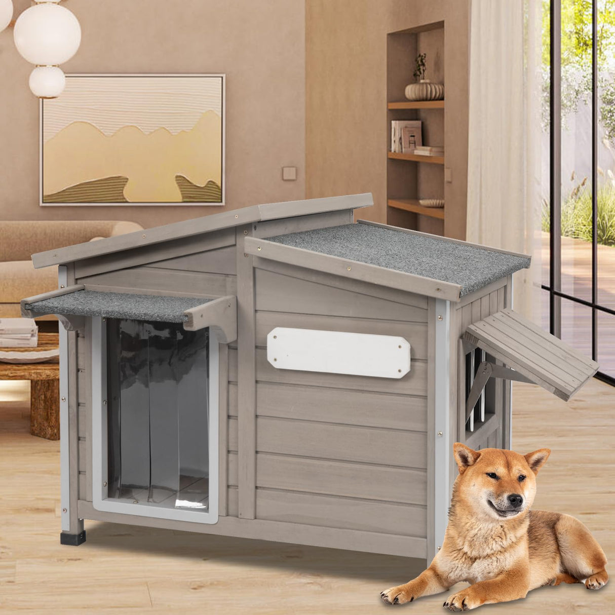 Dog House Outdoor Weatherproof, Anti-Chewing Iron Frame Dog Kennel Outside