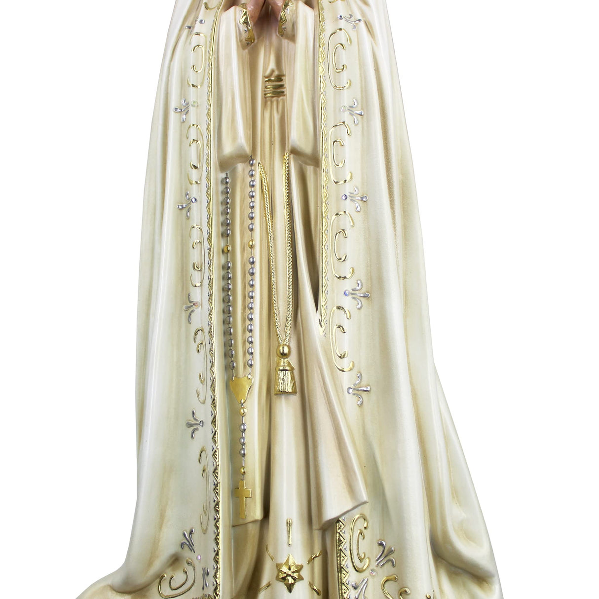 Hand Painted Our Lady of Fatima Statue Religious Figurine Virgin Mary Made in Portugal (Beige, 29.5 Inch)