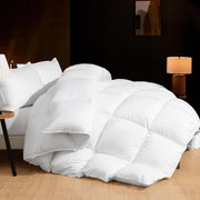 Feather Down Comforter Queen Size Duvet Insert, All Season True Baffle-Box Noiseless Bedding Comforters, Soft Hotel Collection Bed Comforter, Medium Warmth - White, 90 X 90 in.