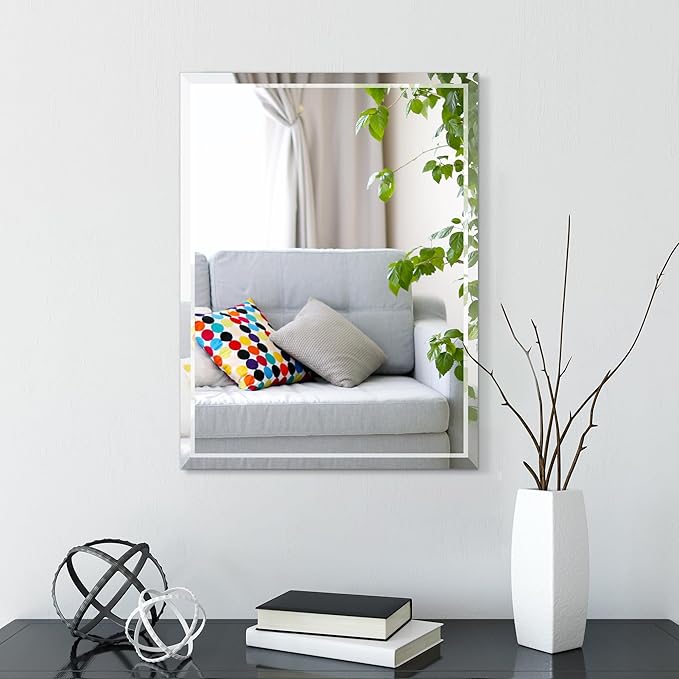 Inch Oval Mirror for Bathroom Beveled Edge Frameless Oval Wall Mirror for Over Sink,