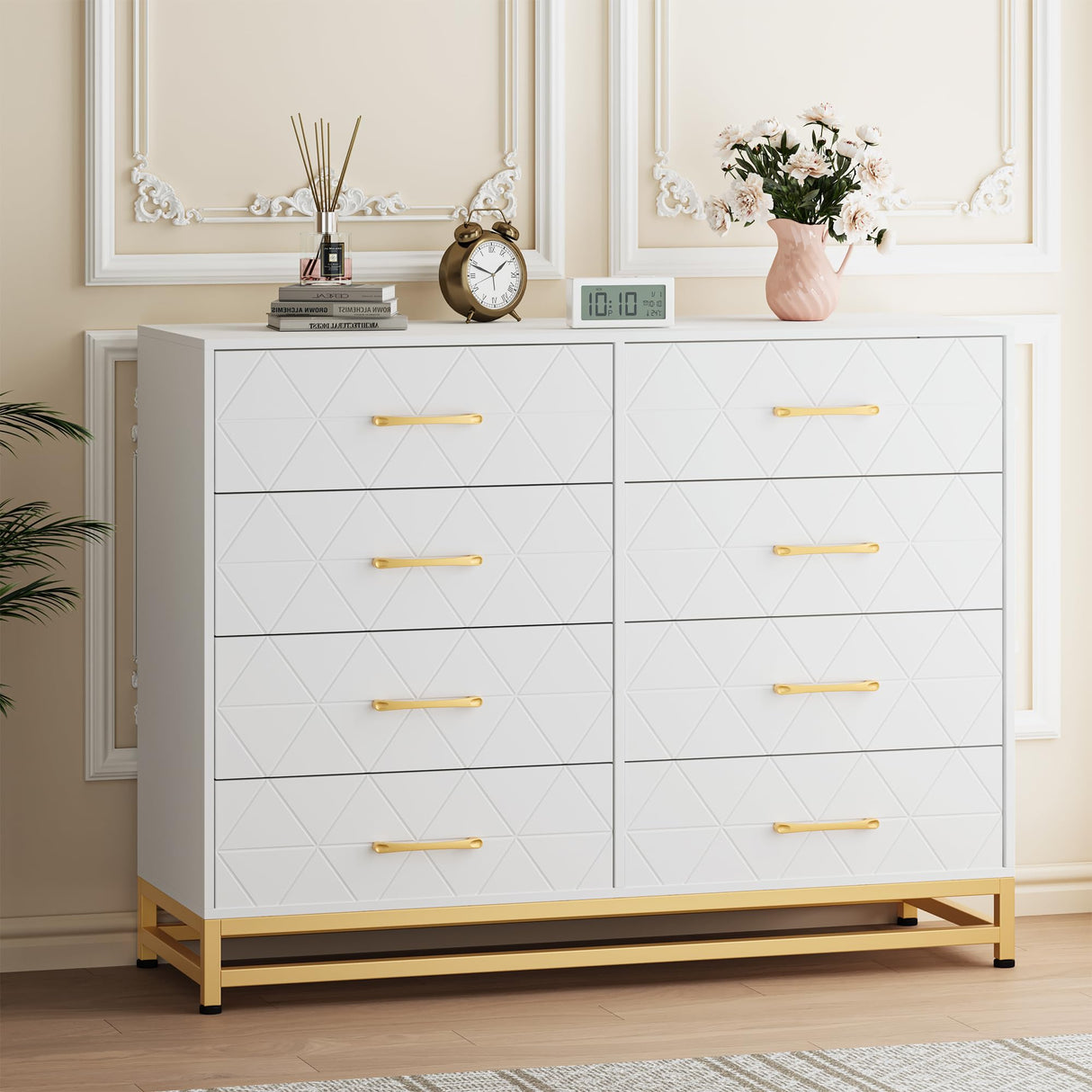 Dresser for Bedroom 8 Drawer Dresser & Chest of Drawers, Wooden Dresser Wide Dresser