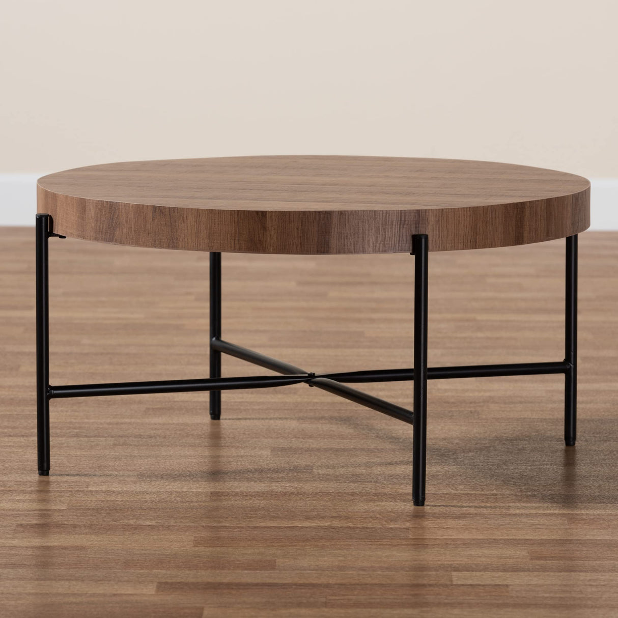 Baxton Studio Umar Coffee Table, One Size, Walnut Brown/Black