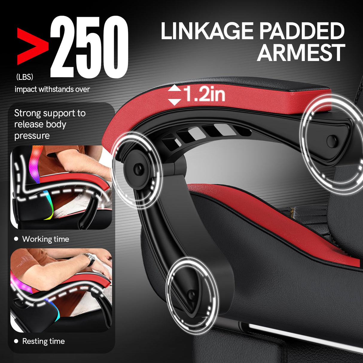 RGB LED Gaming Chair with Footrest - Ergonomic High Back Reclining Computer Chair