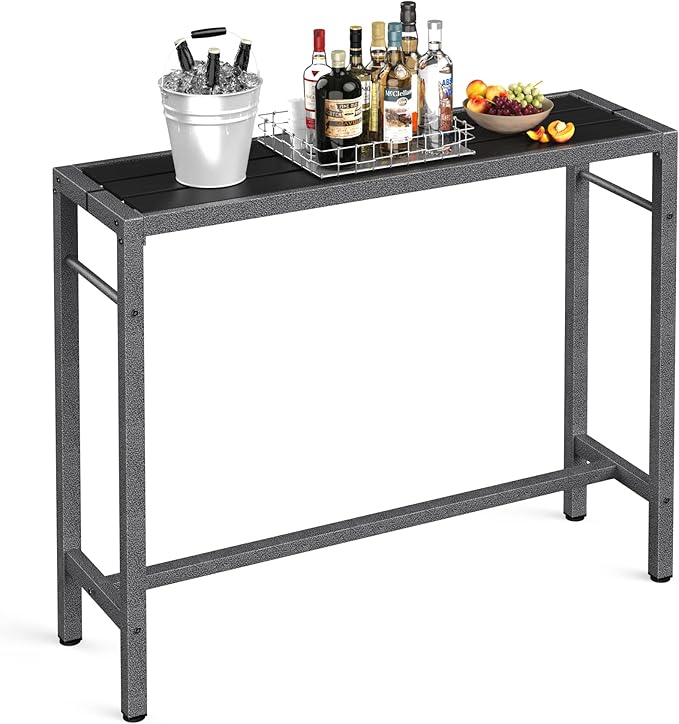 Outdoor Bar Table 53'' Patio Table Pub Height Dining Table with Waterproof Top