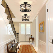 4-Light Modern Ceiling Light, Black Gold Semi Flush Mount Ceiling Light, Hallway Light