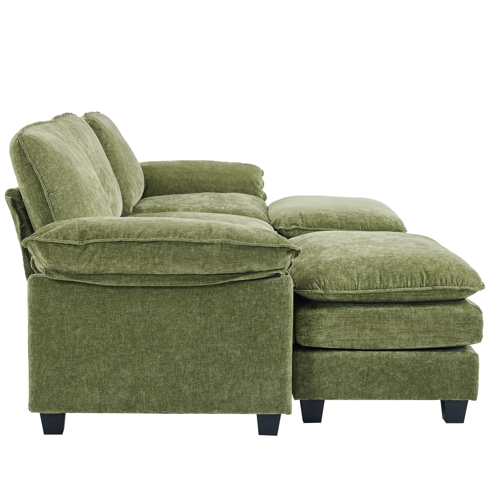 Sectional Sofa Modular Deep Seat Sofa Couch with Ottoman, Chenille Sofa