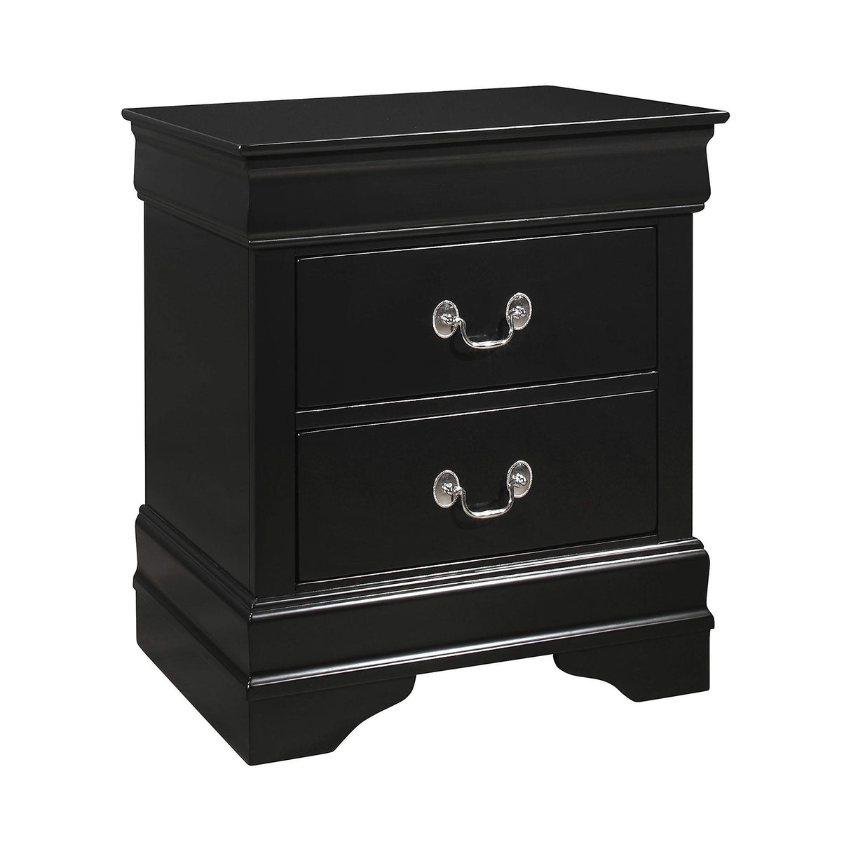 2-Drawer Black Nightstand