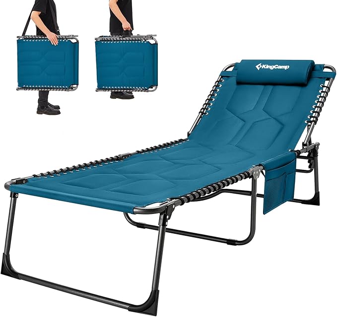 KingCamp Oversize Lounge Chair Outdoor Set of 2, Extra Large Padded Folding 5 Positions