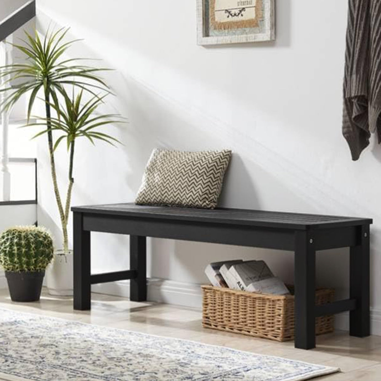 Knight Bench Set of 2, Two Person Outdoor Poly Lumber Patio Backless Bench