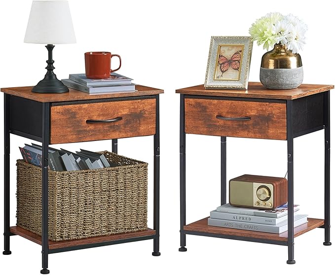 Nightstand Set of 2, Bedside Table End Table