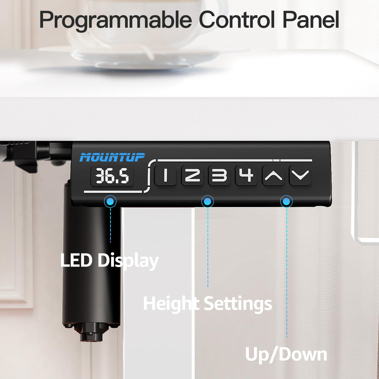 Electric Height Adjustable Standing Desk, 55 x 28 Inches Sit Stand Desk with Memory
