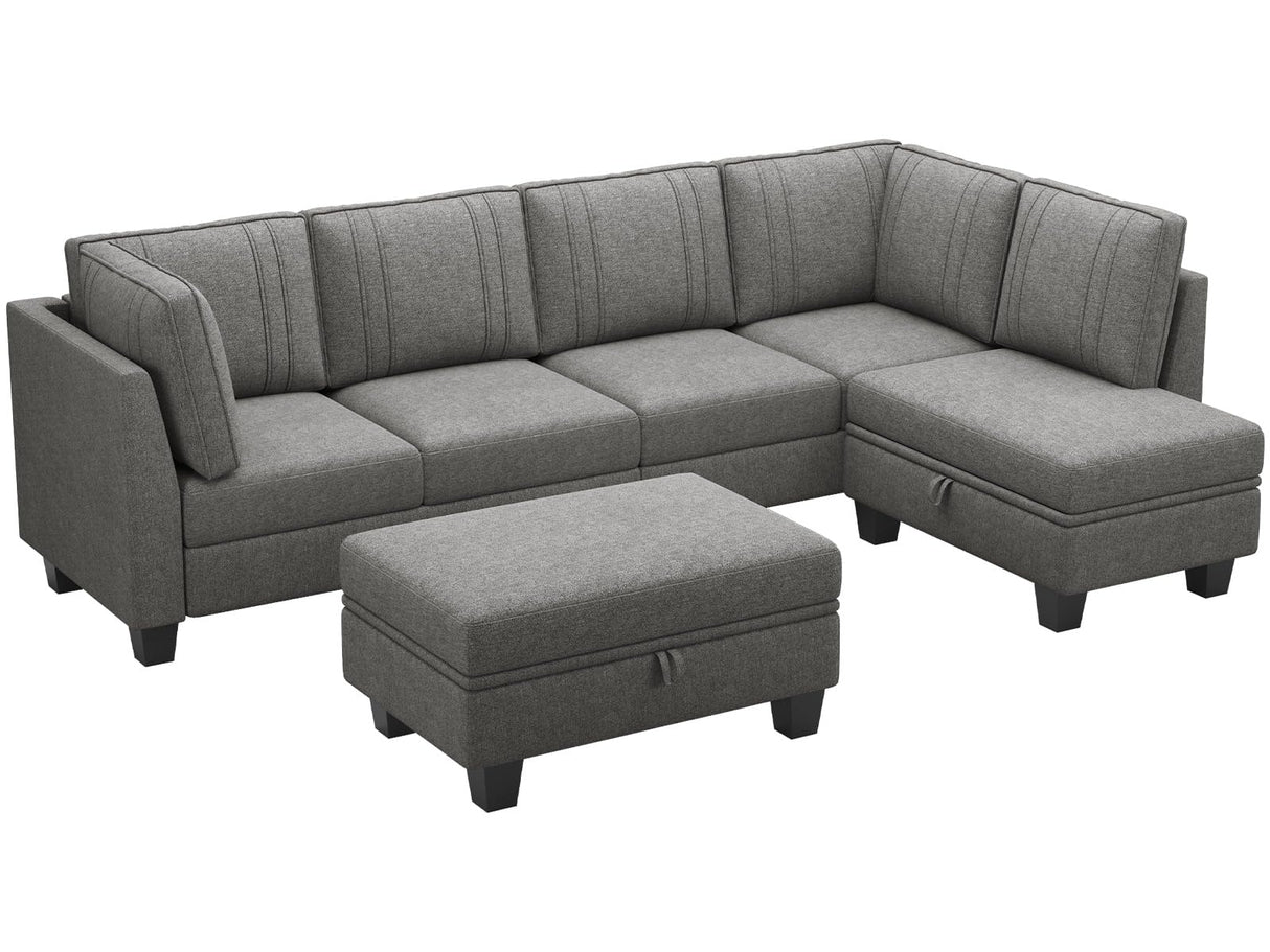 Sectional Couch with Storage Ottoman Fabric U Shaped Couch Sofa
