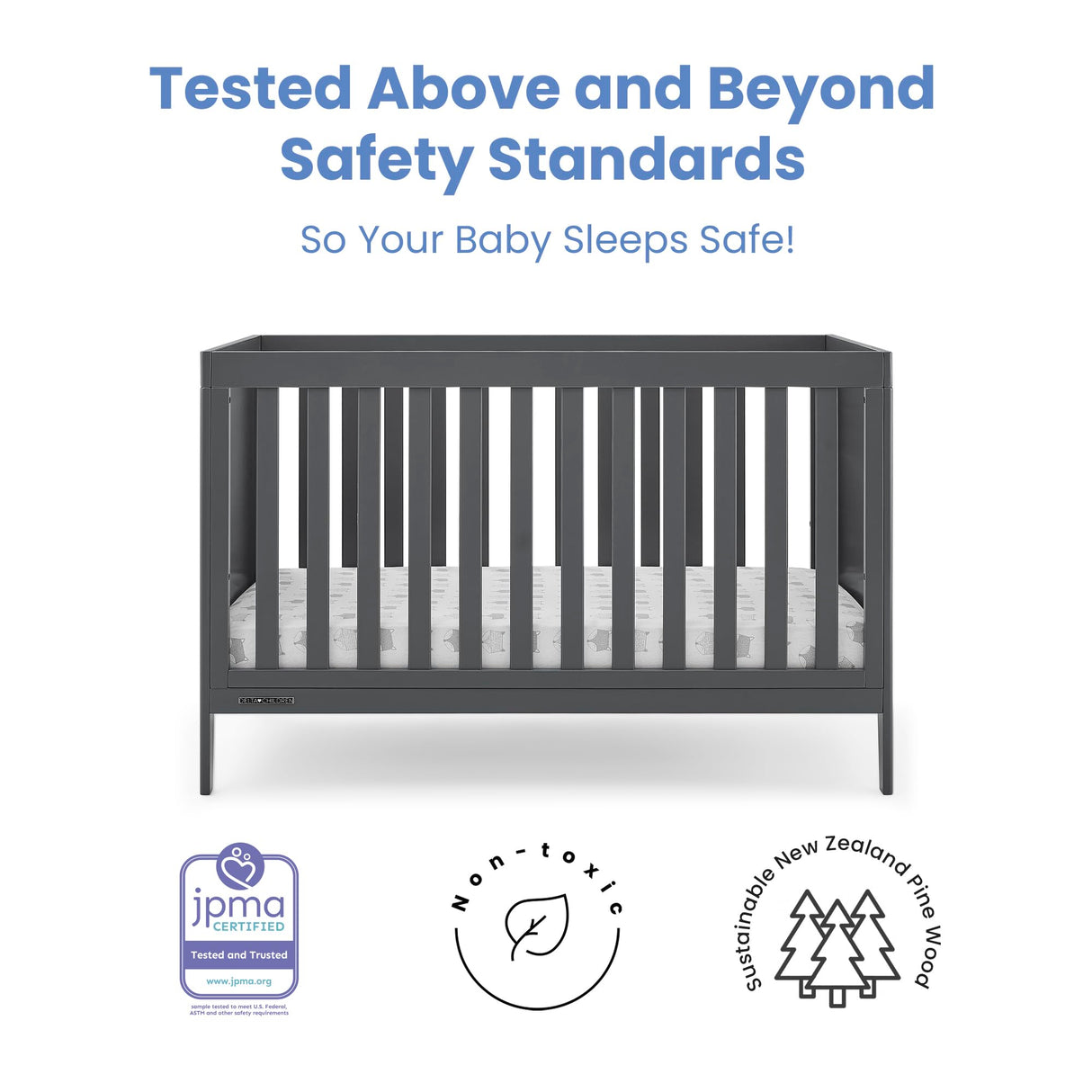 Hayes 4-in-1 Convertible Crib - Greenguard Gold Certified, Charcoal Grey