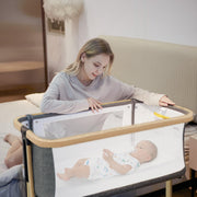 3 in 1 Baby Bassinets,All-mesh Bedside Sleeper,Baby Cradle with Storage Basket