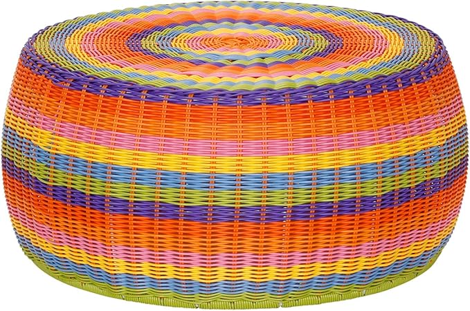 ML-5005 Resin Wicker Footstool Ottoman | Brown(16"D x 16"W x 9"H)