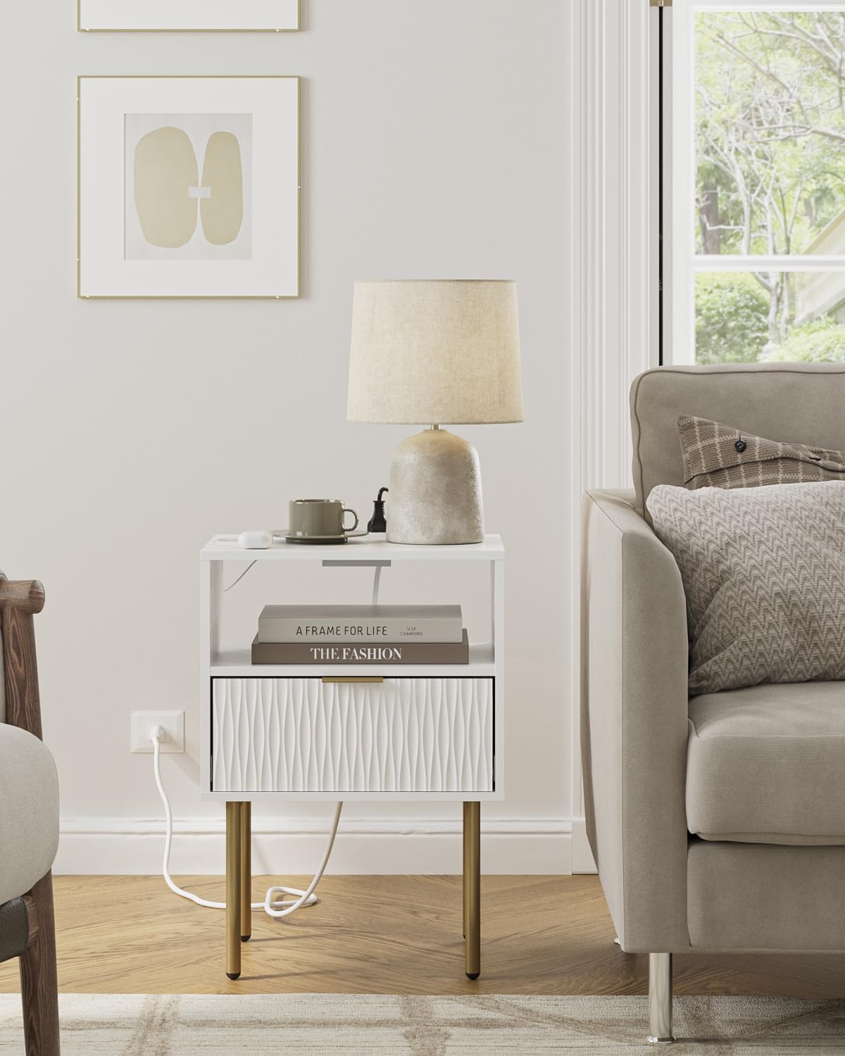 Stand Charging Station, Modern Bedside Table