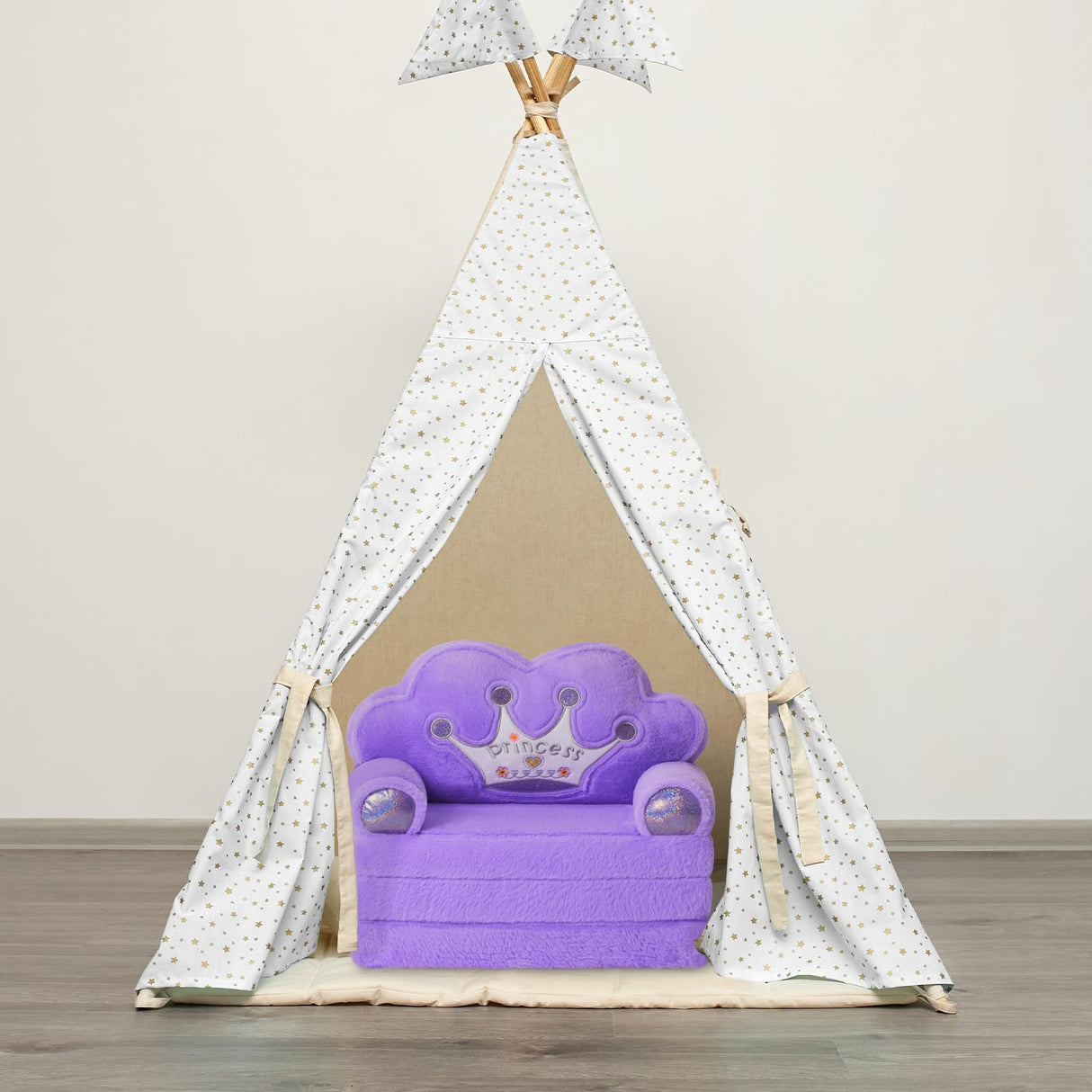 Toddler Chair Comfy,Foldable Princess Kids Couch for Girl, Toddler Recliners for Kids Over 18 Months