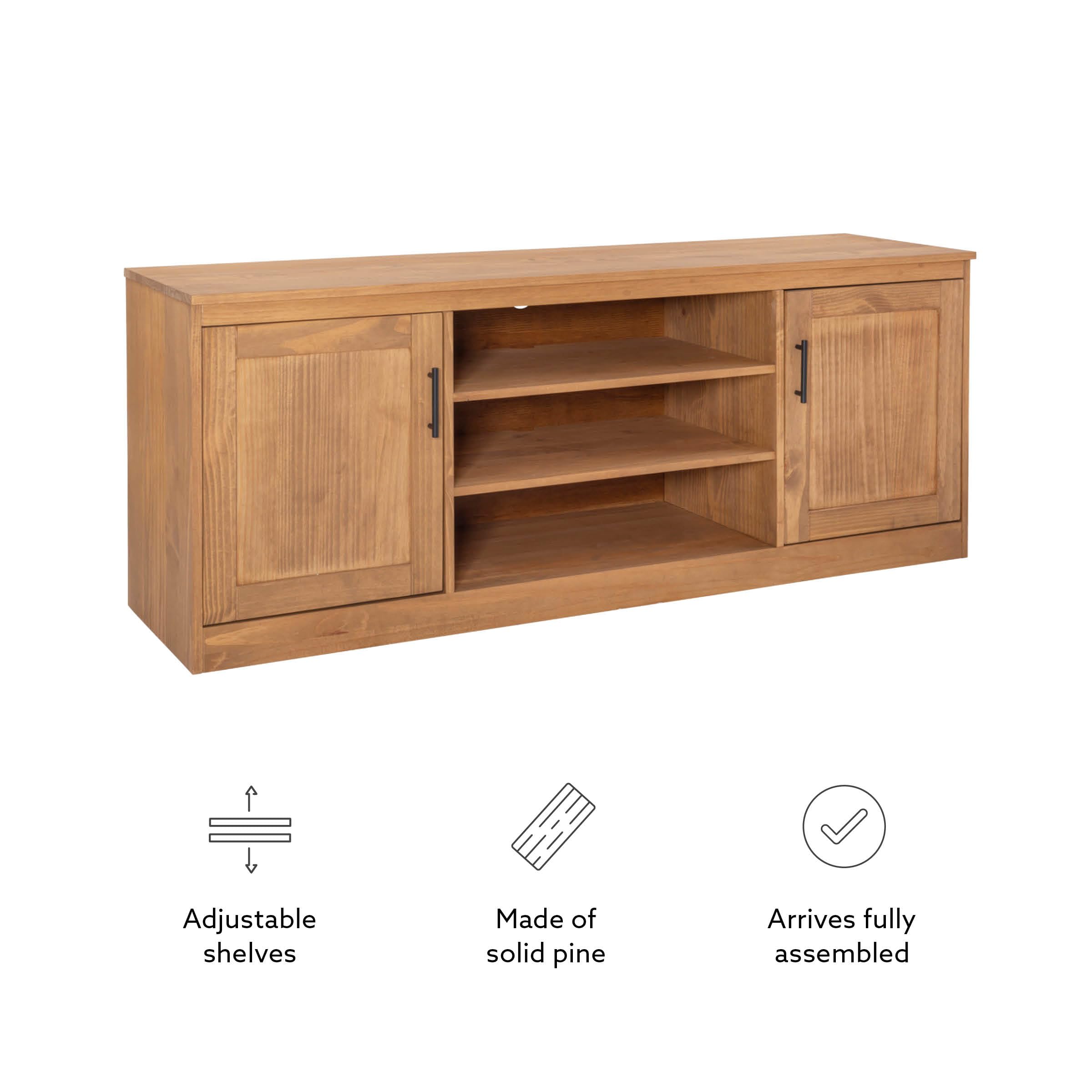 Natural Victor Solid Brazilian Pine Two Door TV Media Stand